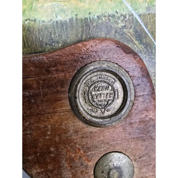 Antique Hand Painted Saw Blade Folk Art Lake River Fishing Scene by a Mill - Picture 4 of 8